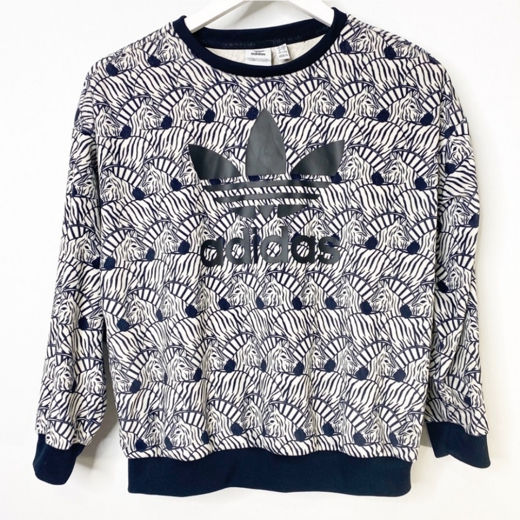 465 Adidas Brand Zebra Print Velour Sweater 465 Adidas Brand Zebra Print Velour Sweater